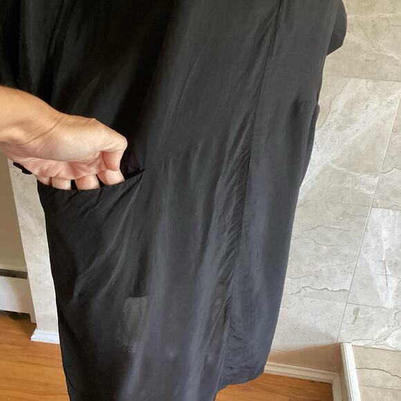 Sara Lanzi Minimalist Midi Shift Dress Medium Black Lagenlook Quiet Luxury Rare - Picture 3 of 13